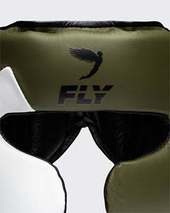 Protector de Cabeza para Boxeo Fly, Color Verde Oliva y Blanco, Cuero PU, Protección Facial Completa, para Adultos, Unisex, Equipo Deportivo - Product Image 4