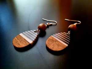 MN EXPORTS Natural Wood Resin Women Handmade Geometric Pendant Dangle <b>Drop</b> Earrings Boho Fashion Jewelry Party Wholesale Gift - Product Image 3