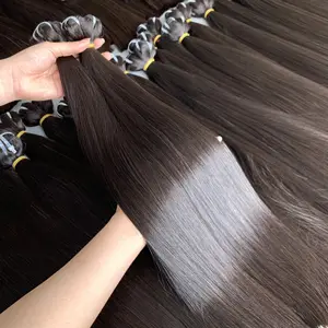 Grade 12a Natuurlijke Zwarte Kleur Geniale Inslag 100% Human Hair Extensions Van Vietnam Human Hair Wholesale Leveranciers