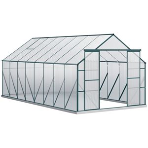 Kit Serra in Alluminio 16FT X 8FT con Tetto Regolabile, Grondaia e Porta Scorrevole per Uso Invernale Interno - Product Image 1