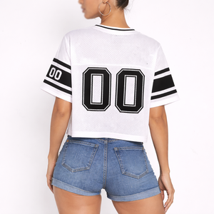 Maillot de football américain personnalisé pour femme en maille, coupe courte, respirant, en polyester, uniforme d'équipe personnalisé, production en gros OEM - Product Image 5
