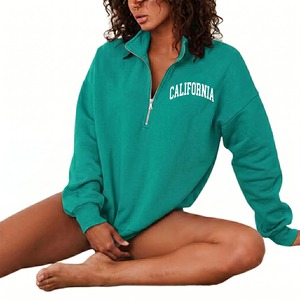 Sweat-shirt d'hiver imprimé pour femme, col montant demi-zip, coupe décontractée et confortable, vente en gros OEM de haute qualité - Product Image 5