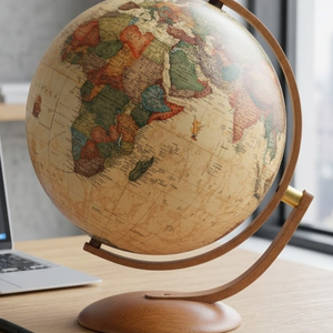 Stylish Iron Stand Desk Globe with Plastic World <b>Map</b> | Educational Geography Globe for Students, School & Office Decor - Product Image 2
