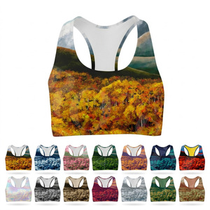 Sujetador deportivo personalizado con estampado, top de yoga transpirable para otoño, top corto de gimnasio, para correr, entrenamiento, moderno, elegante y cómodo. - Product Image 1