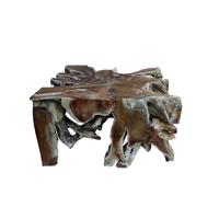 Table basse en teck massif artisanale écologique Gubuk Bali, design traditionnel moderne, carrée, pour salon