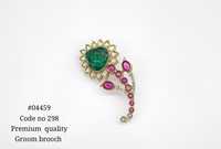Bros Pria Premium Berkualitas Tinggi Bentuk Bunga dengan Batu Zamrud Pink Oval Doublet Berlapis Mehandi untuk Pernikahan dan Pesta