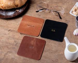 Ensemble de sous-verres en cuir durable, faits à la main, sous-verres de qualité supérieure, résistants à la chaleur, protection de table, bureau GLC-0068 - Product Image 2