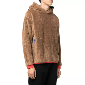 Sweat-shirt à capuche en polaire marron pour homme, coupe ample, couleur unie, manches longues, vêtements d'hiver décontractés - Product Image 4