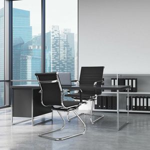 Set di 2 Sedie da Ufficio Moderne in Rete Resistente con Braccioli Protettivi, Telaio in Metallo Pieghevole per Hotel, Scuole e Sale Conferenze - Product Image 3