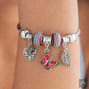 PRAO Anti-deslustre esmaltado mariposa y corazón encanto pulsera joyería fina para mujer - Product Image 3