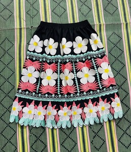 Custom 100% Cotton <b>Summer</b> Floral Eco-Friendly 3D Embroidery Preppy Style Knee-Length Natural Waistline Adult Women's <b>Skirt</b> OEM - Product Image 3