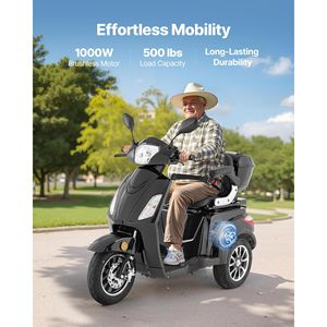 Triciclos Eléctricos Todoterreno de Alta Resistencia de 1000 W, 3 Velocidades, Scooters de Movilidad de 3 Ruedas para Personas Mayores y Adultos, Largo Alcance de 21.5 Millas - Product Image 2