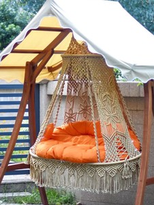 Columpio Doble de Macramé, Silla Hamaca Lujosa Marrón, Silla Colgante - Product Image 1