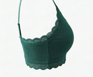 Ensemble soutien-gorge sans armatures et culotte hipster vert émeraude pour femme, en dentelle, sans couture, taille mi-haute, en coton tricoté et élasthanne - Product Image 5