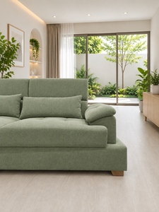 Sofá Esquinero Moderno en Forma de L, Modelo Montecarlo Sage, Tapizado, Seccional, con Tela Personalizada, Muebles para Sala de Estar, Hotel, Villa, Casa - Product Image 3