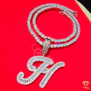 Collar de Lujo con Colgante de Letra 'D' con Diamantes Cultivados en Laboratorio, Cadena Cubana Estilo Hip Hop, Joyería de Moda - Product Image 2