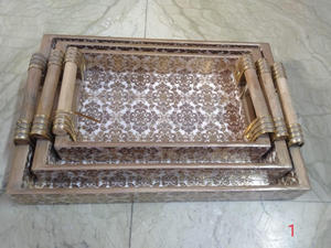 Handmade Polished <b>MDF</b> Customized Color Shape Meena Decorative Trays India Top Selling Table Top Crafting Crafts Buddhism - Product Image 3
