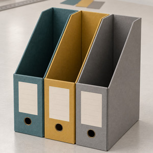 Boîte de rangement pour documents en papier, organiseur de dossiers, support de rangement incliné avec panneau pour étiquettes, pour le bureau et la maison - Product Image 4