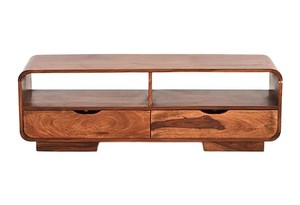 Solid Wood Contemporary Curved <b>TV</b> <b>Unit</b> | Modern Media Console with Rounded Edges & 2 Drawers | OEM ODM Manufacturer Jodhpur - Product Image 6