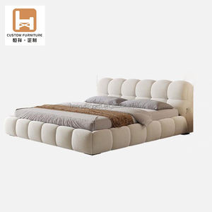 थोक लोकप्रिय पफ बिस्तर सेट फर्नीचर बेडरूम डिजाइनर क्रीम सफेद कपड़े बिस्तर के लिए गर्म बिक्री होटल आधुनिक राजा बिस्तर फ्रेम - Product Image 6