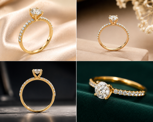 แหวนหมั้นทองคำแท้ 14k ประดับโมอิสซาไนต์ทรงบริลเลียนต์ ฝังแบบ Pave Setting ดีไซน์หรูหราคลาสสิก เครื่องประดับชั้นดีสำหรับผู้หญิง - Product Image 2