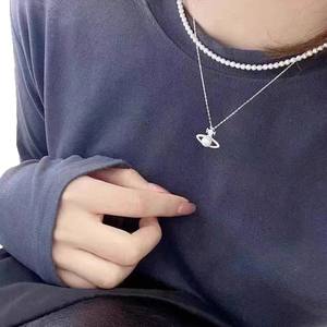 Collar de Plata S925 con Colgante de Espejo Aurora Redondo de 7-8mm, Estilo Japonés, Agua de Mar, Moda - Product Image 5