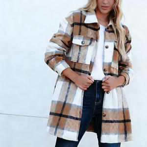 Offre Spéciale : Veste Chemise Décontractée Unie pour Femme, Manches Longues, Col Revers, Boutonnée, Poches, Broderie Courte Faite à la Main, Automne Hiver - Product Image 3