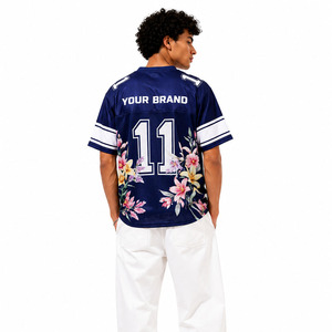 Maillot de football américain unisexe personnalisé à imprimé floral multicolore, col en V, épaules tombantes, maille respirante, streetwear, sublimation personnalisée, ODM - Product Image 3