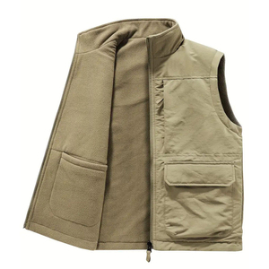Men <b>Utility</b> Fleece Lined <b>Vest</b> Windproof Sleeveless Jacket Multi Pocket Outdoor Workwear Bodywarmer Custom Logo Winter <b>Vest</b> - Product Image 2