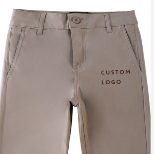 Boys Girls School Uniform Flat Front Pants in Khaki - Product Image 4