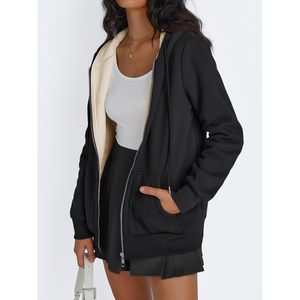 Sudaderas con Capucha Personalizadas con Forro Polar para Mujer, Talla Queen, con Cierre, Manga Larga, Abrigos de Invierno, Sudaderas de Otoño, Estilo Diario Lindo - Product Image 1