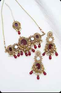 Collection de bijoux de mariage indiens et pakistanais en promotion : Collier ras-du-cou et boucles d'oreilles tendance, parures de bijoux de haute qualité pour femmes - Product Image 4