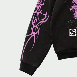 Sweat-shirt à capuche unisexe surdimensionné Ring-Mode Gears, noir uni, imprimé DTF personnalisé, 100% coton molletonné tricoté, coupe carrée, hiver - Product Image 5