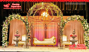 Mandap de Metal para interiores de boda único, vela moderna Chuppah, encendido de cristal, configuración moderna, decoración asiática de boda - Product Image 6