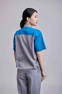 Ensemble de vêtements de travail de sécurité à manches courtes pour femmes, haute visibilité, confortable, bleu ciel et gris, respirant, durable, uniforme réfléchissant - Product Image 5