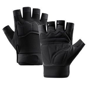 <b>Half</b> Finger Gym Gloves PU Leather Adjustable Wrist Strap Weight Lifting Unisex Breathable Non <b>Slip</b> - Product Image 1
