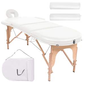Table de massage pliante ovale blanche de 1,6 po d'épaisseur avec 2 traverses pour les thérapeutes et les professionnels - Product Image 1