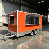 Remorque alimentaire carrée avec cuisine complète, camion de restauration mobile remorquable pour café, pizza, snacks, barbecue et service de boissons mobiles