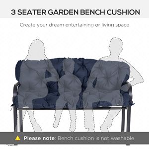 Dark Blue 3-Seater Bench Swing <b>Chair</b> Replacement Cushions with Backrest Outdoor Seat <b>Pads</b> Outdoor Pillows & Cushions - Product Image 6