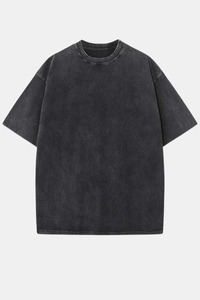 T-shirt en coton rose surdimensionné personnalisé pour hommes et femmes, col rond, lourd, uni, streetwear, décontracté, unisexe - Product Image 4