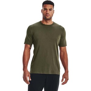 T-shirt en coton vert olive à manches courtes pour homme, coupe classique, col rond, tricoté, couleur unie, respirant, 180g, design vierge - Product Image 3