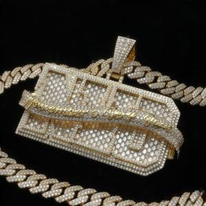 Luxury Hiphop Custom Fine Jewelry 925 <b>Silver</b> Iced Out Bling VVS Moissanite <b>Initial</b> Letter Charm <b>Pendant</b> Man Trendy for Certified - Product Image 2