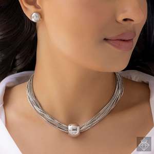PRAO Fine <b>Stud</b> <b>Earrings</b> <b>Set</b> with Anti-Tarnish Box Chain Necklace Elegant Jewelry Collection - Product Image 3