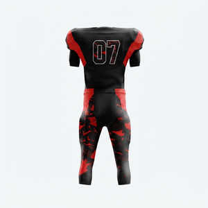 Ensemble d'uniformes de football américain personnalisés, noir, rouge, camouflage, une pièce, vêtements de sport pour adultes, tissu respirant, jersey sublimé ajusté - Product Image 4