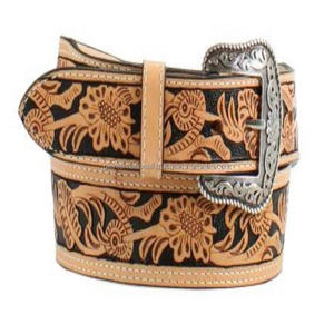 Ceinture en cuir de vache véritable 100% sur mesure, 40 mm, avec motif floral en relief, fabricant grossiste de premier plan en Inde - Product Image 2