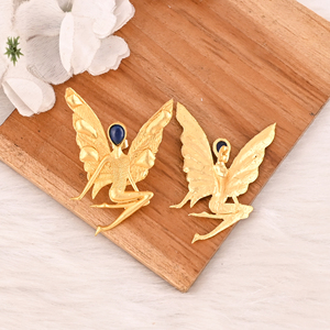 Blue Hydro Gemstone Fairy Brass <b>Earrings</b> Gold Plated Handmade Designer Jewelry for Women Wholesale Lot 10 Pairs - Product Image 5