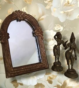 Vintage Wooden Arch Wall <b>Mirror</b> Decorative Rustic Wooden Frame <b>Hanging</b> <b>Mirror</b> - Product Image 3