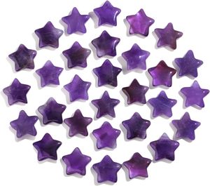 Estrella de Amatista Natural de 20 mm Tallada a Mano, Cristal Pulido, Gema, Joyería, Artesanía, Decoración del Hogar, Inspirada en Reiki, Alivio Anti-Ansiedad - Product Image 1