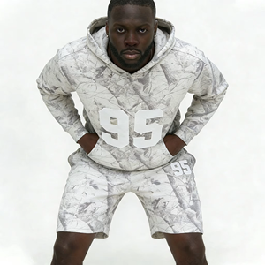 Men's Hooded Sweatshirt And Shorts <b>Set</b> With 95 Print Camo Pattern Casual Breathable Summer Outfit - Product Image 2
