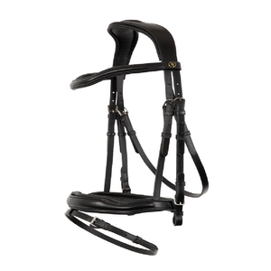 Têtière de spectacle pour cheval Western de qualité supérieure, en cuir, avec boucles argentées, design fantaisie à double oreille coulissante - Product Image 1